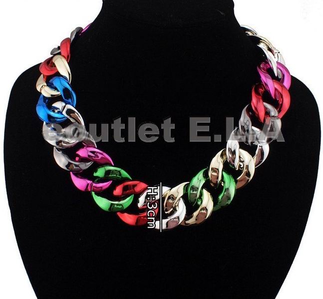 32MM WIDE HUGE TECHNO RAINBOW NECKLACE